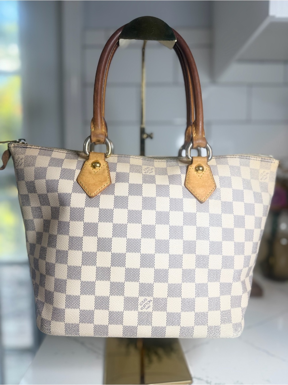 Louis Vuitton Saleya PM - Damier Azur Canvas with COA